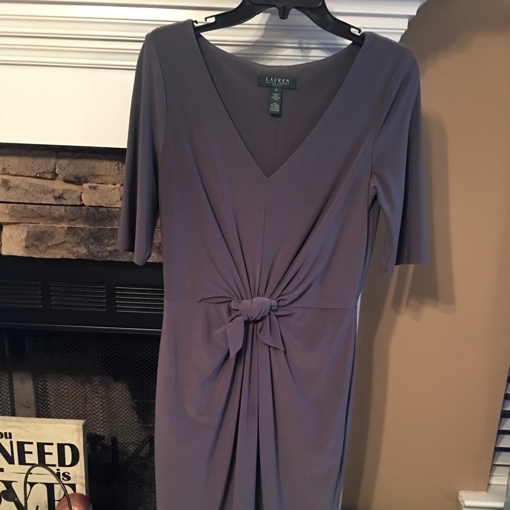 Ralph Lauren Lavender Gray Knot-Front Dress